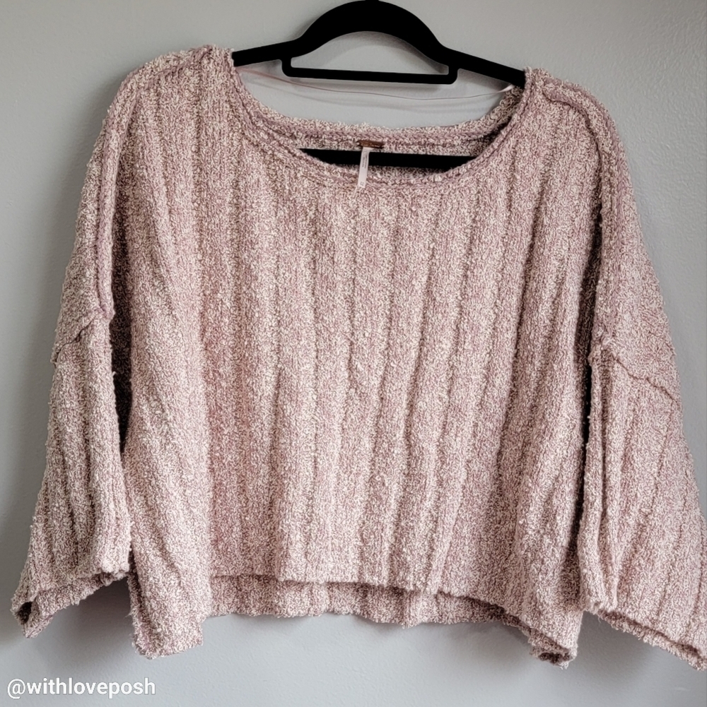 FREE PEOPLE pink knit oversized sweater top  XS